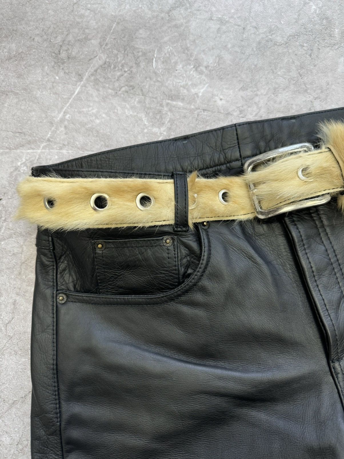 Japanese Brand Vintage Belts Y2K fur Punk leather belt Japanese Size ONE SIZE - 1 Thumbnail