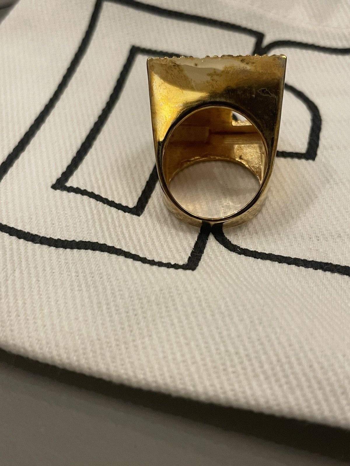 Paco Rabanne Rabanne metallic golden iconic logo ring Size ONE SIZE - 2 Thumbnail