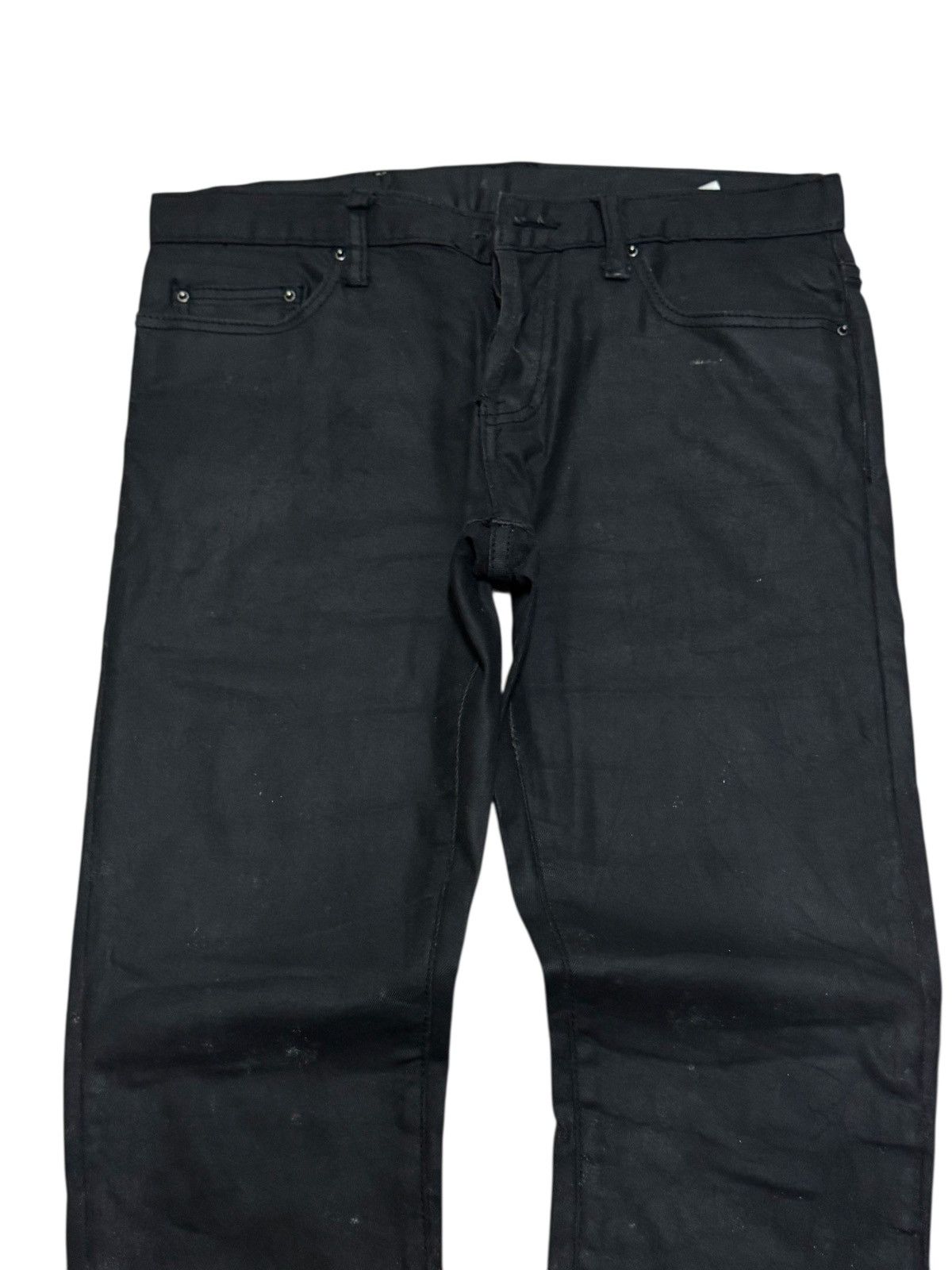 MNML MNML Coated Wax Black Jeans Slim Fit Zip Ankle Pants Size US 30 / EU 46 - 3 Thumbnail
