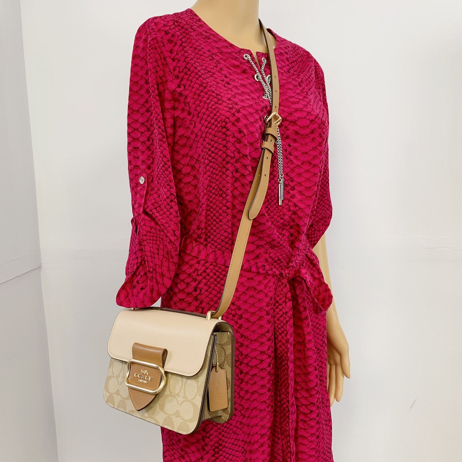 image of Coach Cr329 Morgan Square Crossbody Bag In Blocked Signature in Brown, Women's
