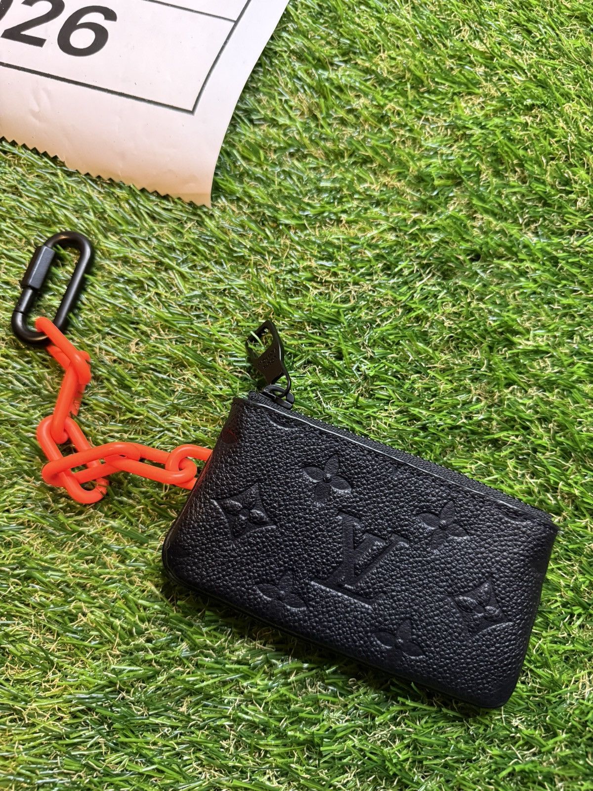 Louis Vuitton GRAIL🦄📜LV X Virgil Black Leather Orange Chain Coin/Key Pouch Size ONE SIZE - 2 Thumbnail