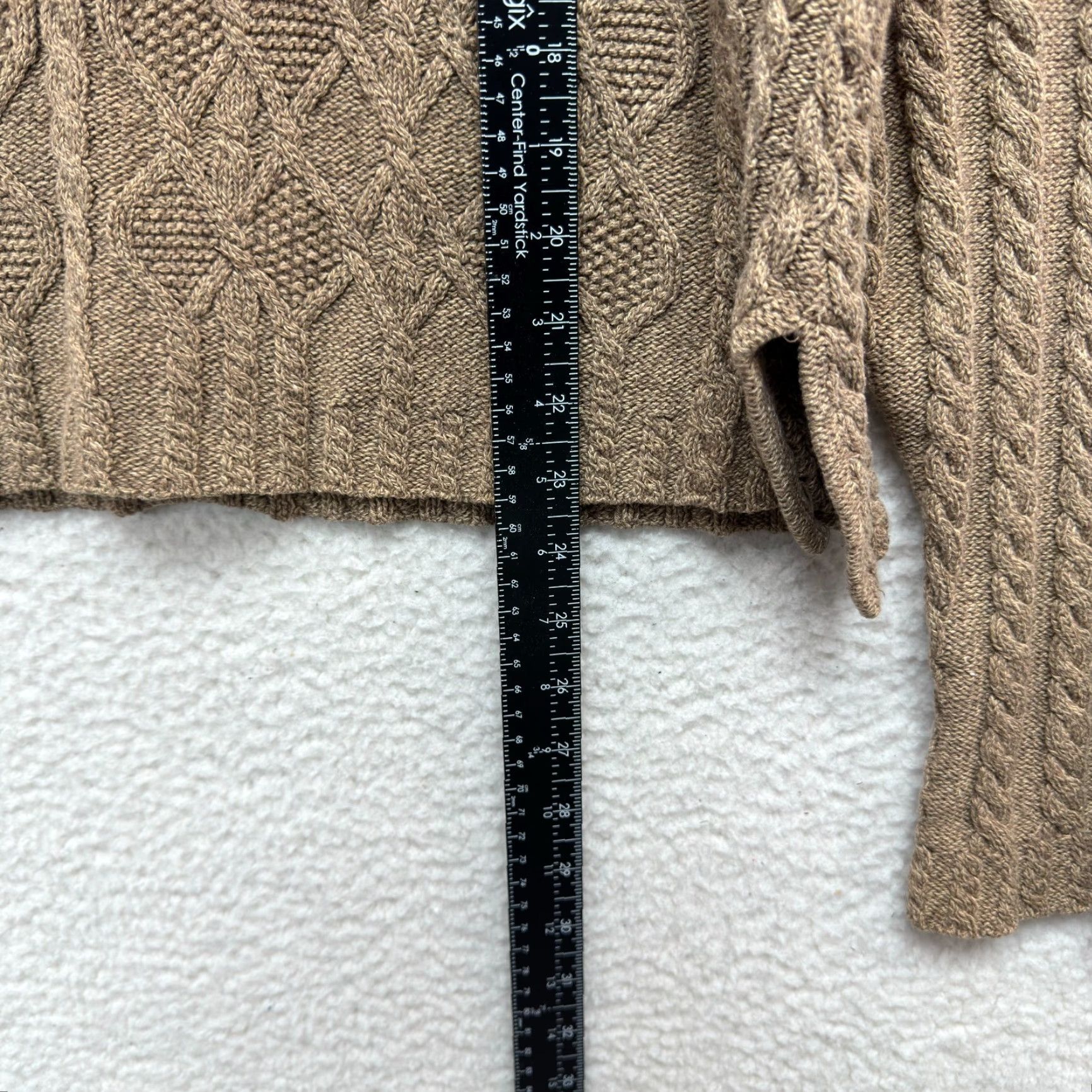 Vintage VINTAGE 80s 90s Sweater Long Elegant Legs Cable Knit V-Neck Fisherman Tan Beige Womens XL Casual Mens? (Note: remove confusion) Size XL / US 12-14 / IT 48-50 - 5 Thumbnail