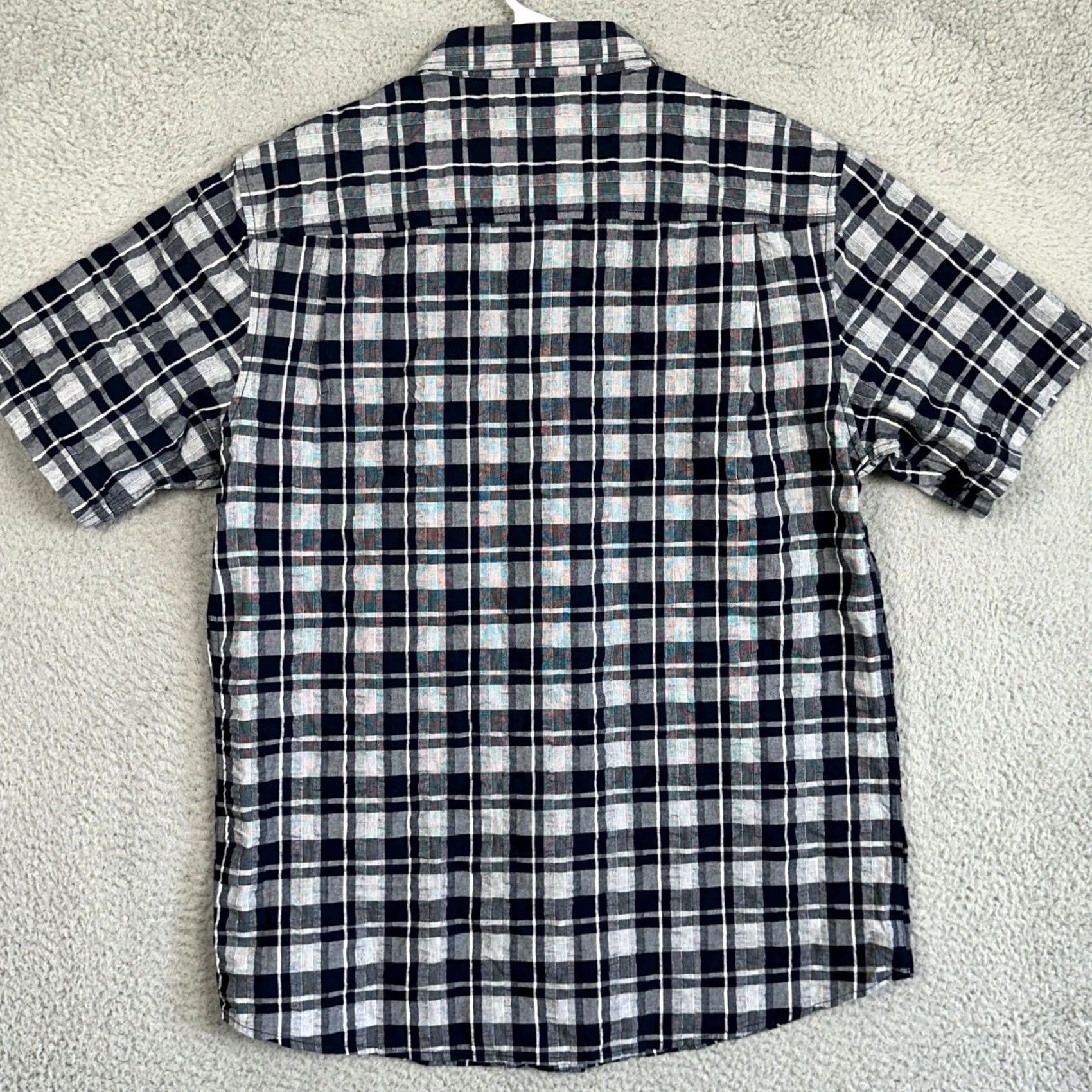 Weatherproof VINTAGE Weatherproof Plaid Shirt Mens Large Navy White Button-Down Collared Pocket Short Sleeve Casual Workwear Size US L / EU 52-54 / 3 - 2 Thumbnail
