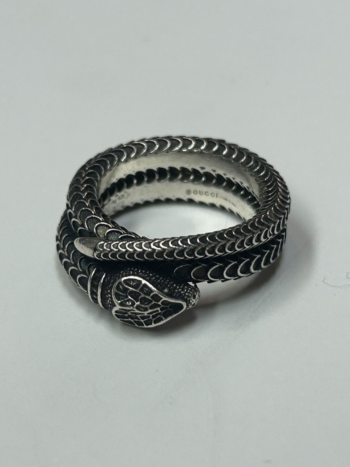 image of Gucci Snake Ring in Silver, Men's
