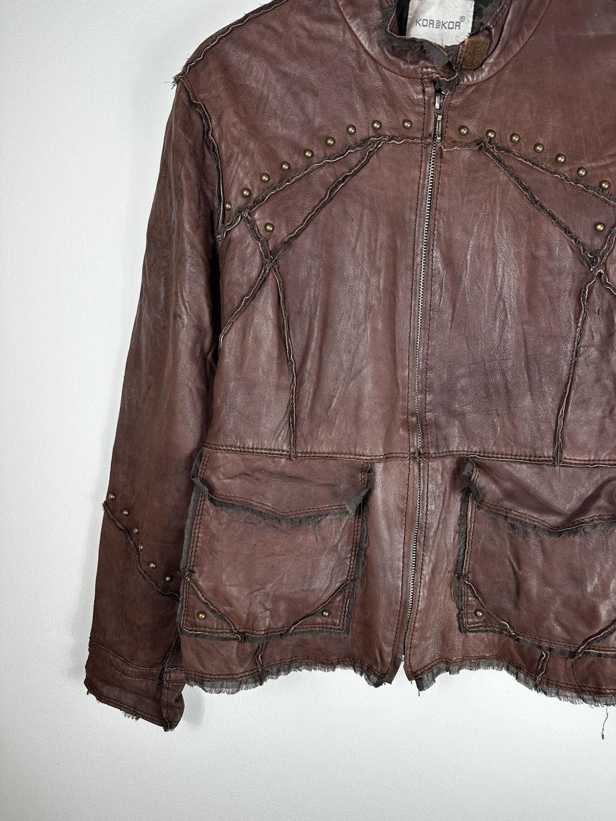 Leather Vintage Lederjacke Braun – Italian Real Leather Kor@kor Size S / US 4 / IT 40 - 2 Thumbnail