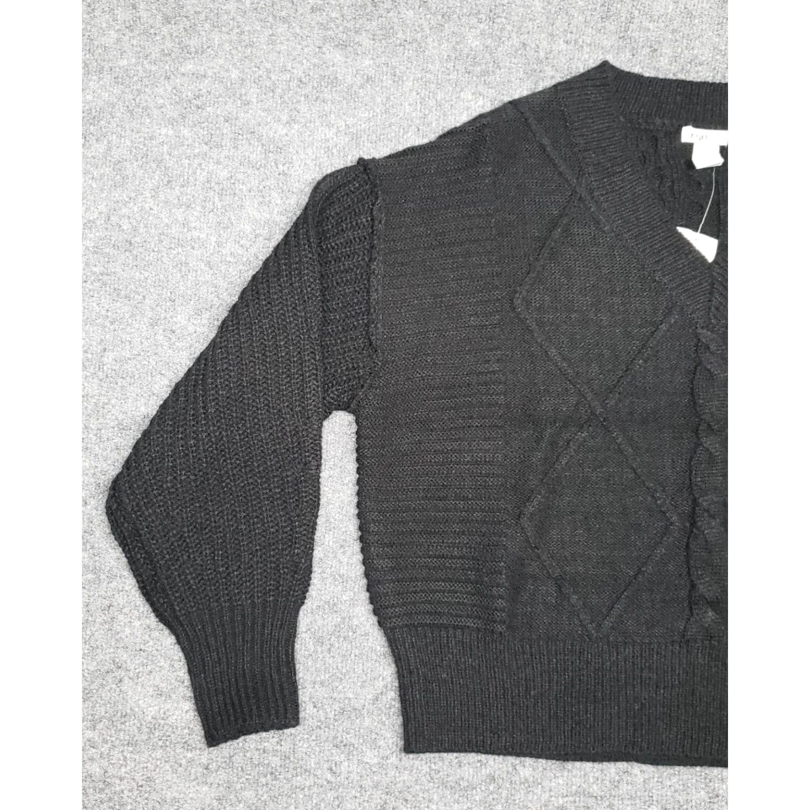 Vintage Rue21 Sweater Womens M Black Long Sleeve V Neck Multi-Knit Textured Pullover New Size M / US 6-8 / IT 42-44 - 3 Thumbnail