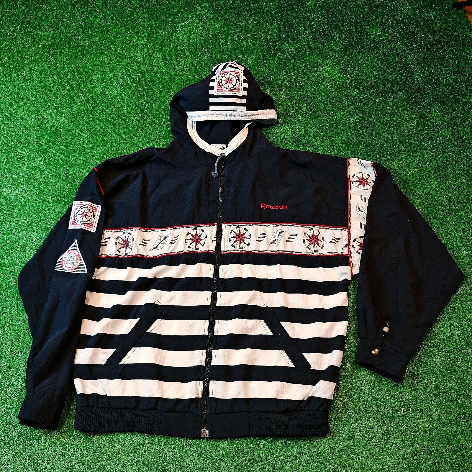 Reebok Vintage Reebok Jacket Mens Medium full zip striped Size US M / EU 48-50 / 2 - 1 Thumbnail