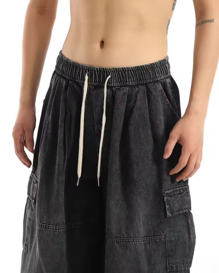 Japanese Brand Black Baggy Cargo SweatPant Size US 27 - 1 Thumbnail