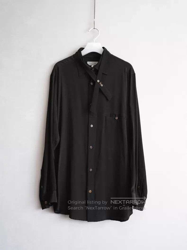 Yohji Yamamoto Yohji Yamamoto 24AW double collar ribbon silk shirt| Size US XL / EU 56 / 4 - 1 Thumbnail