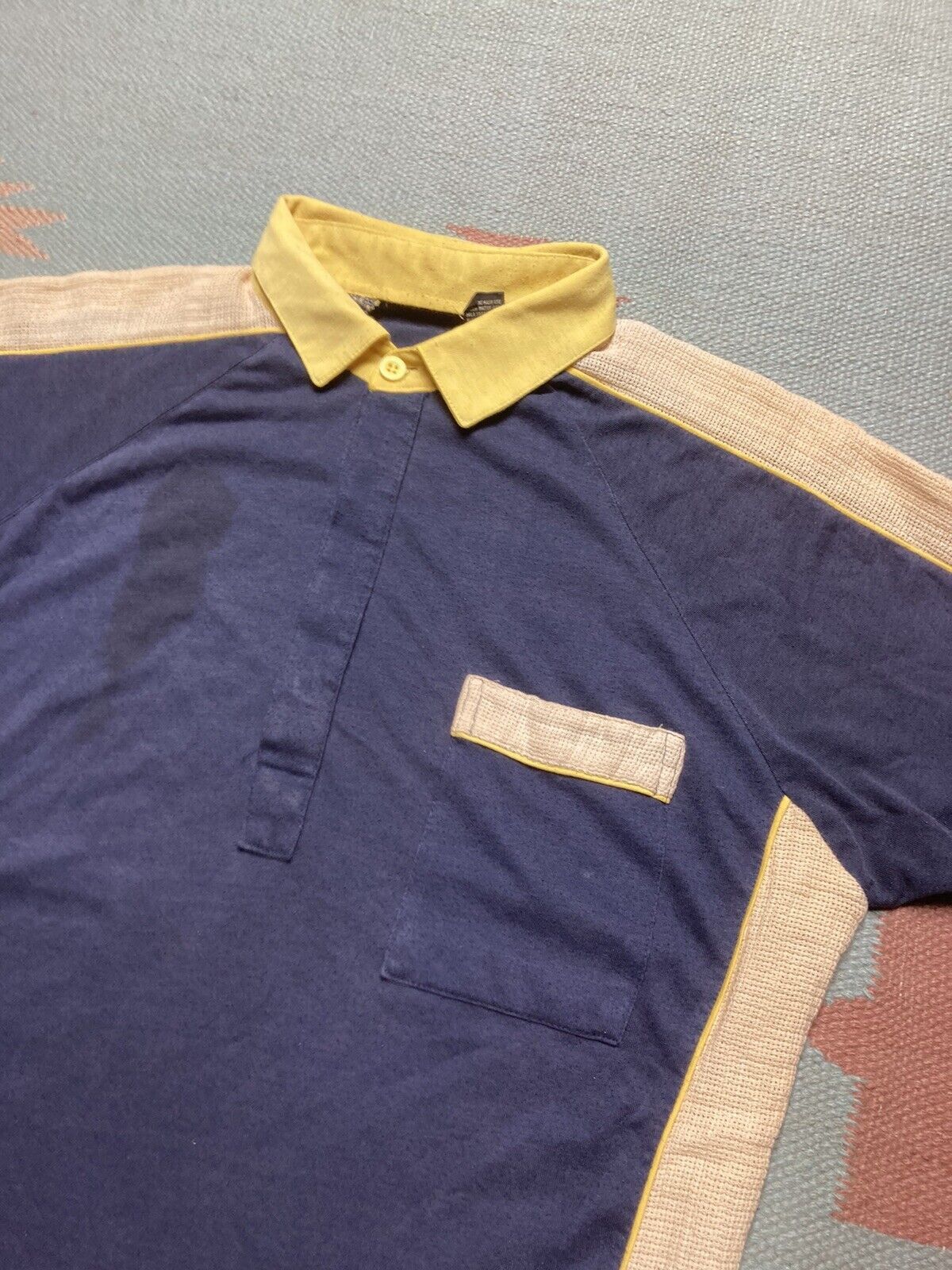 Vintage VTG 70s 80s polo shirt soft mesh accents blue adult medium Size US M / EU 48-50 / 2 - 4 Thumbnail