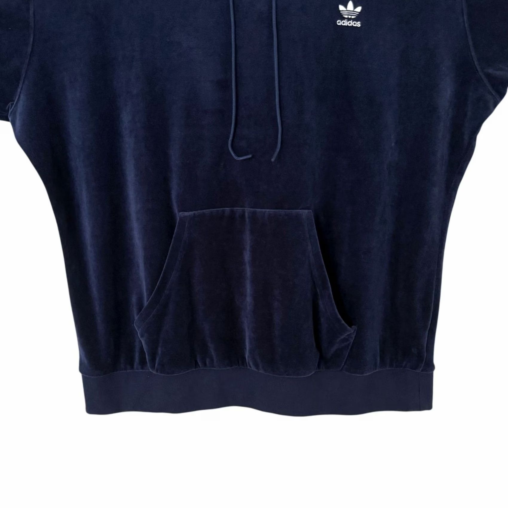 Adidas Adidas Velour Trefoil Hoodie Blue Women's 1X Hoodie Pullover Velour Logo Pockets Kangaroo Pocket Sweatshirt Activewear Casual Travel Size XL / US 12-14 / IT 48-50 - 7 Thumbnail