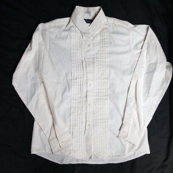 Other Vintage Kaufman's Pleated Tuxedo Dress Shirt White Size L / US 10 / IT 46 - 2 Thumbnail