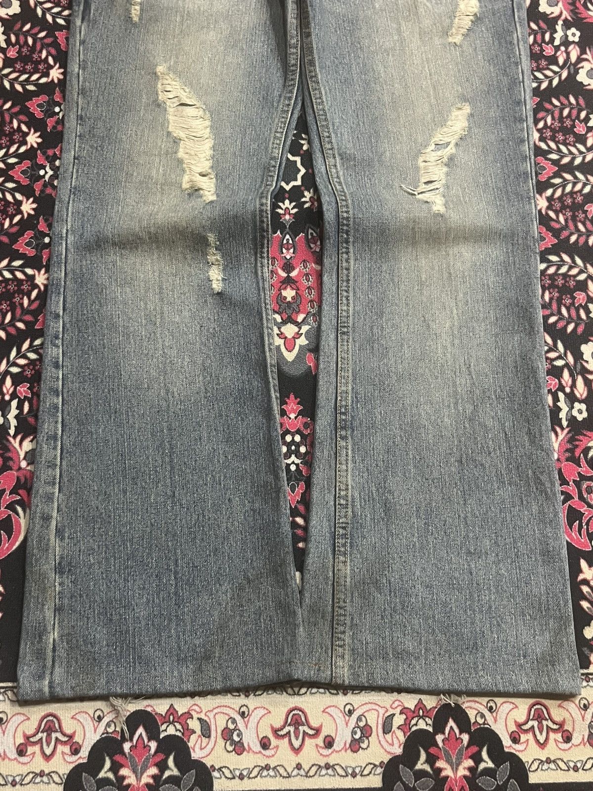 If Six Was Nine Japan Edge Rupert Spider Web Distressed Studded Flare Jeans Size US 34 / EU 50 - 8 Thumbnail