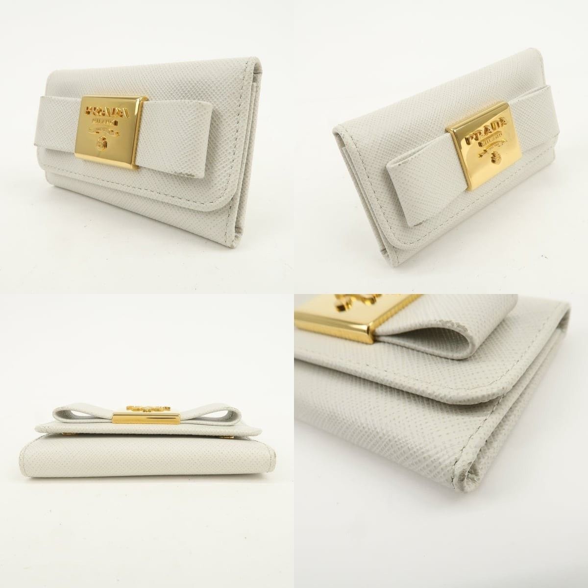 Prada Prada Ribbon Saffiano Key Holder White Size ONE SIZE - 3 Thumbnail