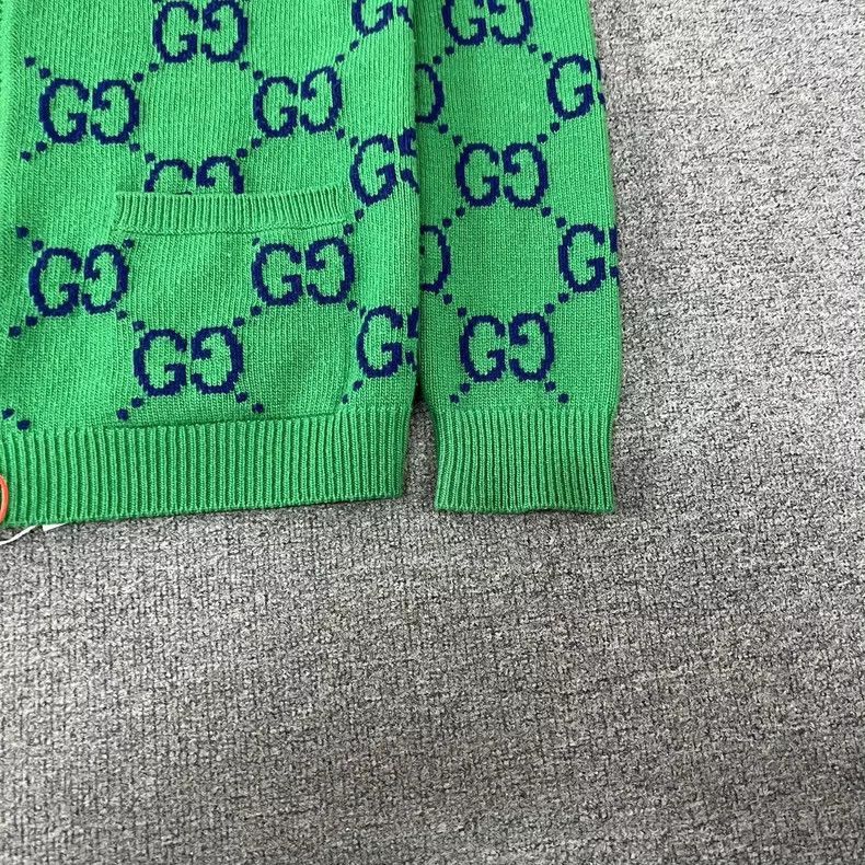 Gucci Gucci Green Knit Cardigan with Double G Print-2506 Size S / US 4 / IT 40 - 3 Thumbnail
