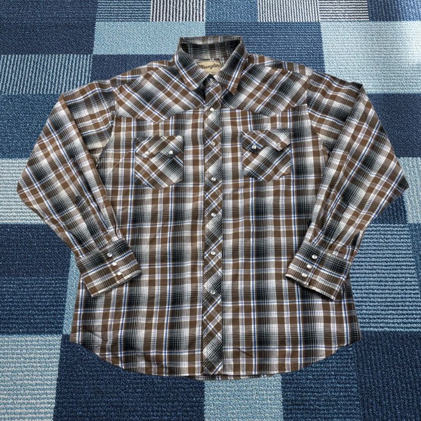 Wrangler VINTAGE Wrangler Shirt Mens L Brown Plaid Pearl Snap Cowboy Westernwear 90s Y2K Shirt Mens L Brown Plaid Pearl Snap Cowboy Western 90s Y2K Size US L / EU 52-54 / 3 - 1 Thumbnail