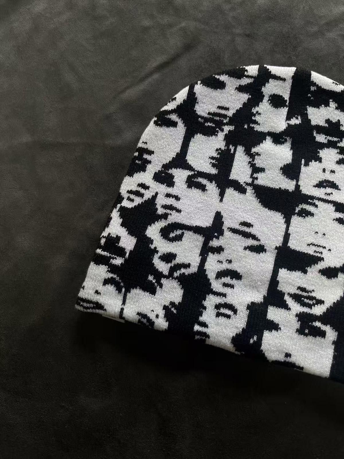 Japanese Brand Deadstock Black & White Multi-Face No Cuff Knit Green Beanie Size ONE SIZE - 7 Thumbnail