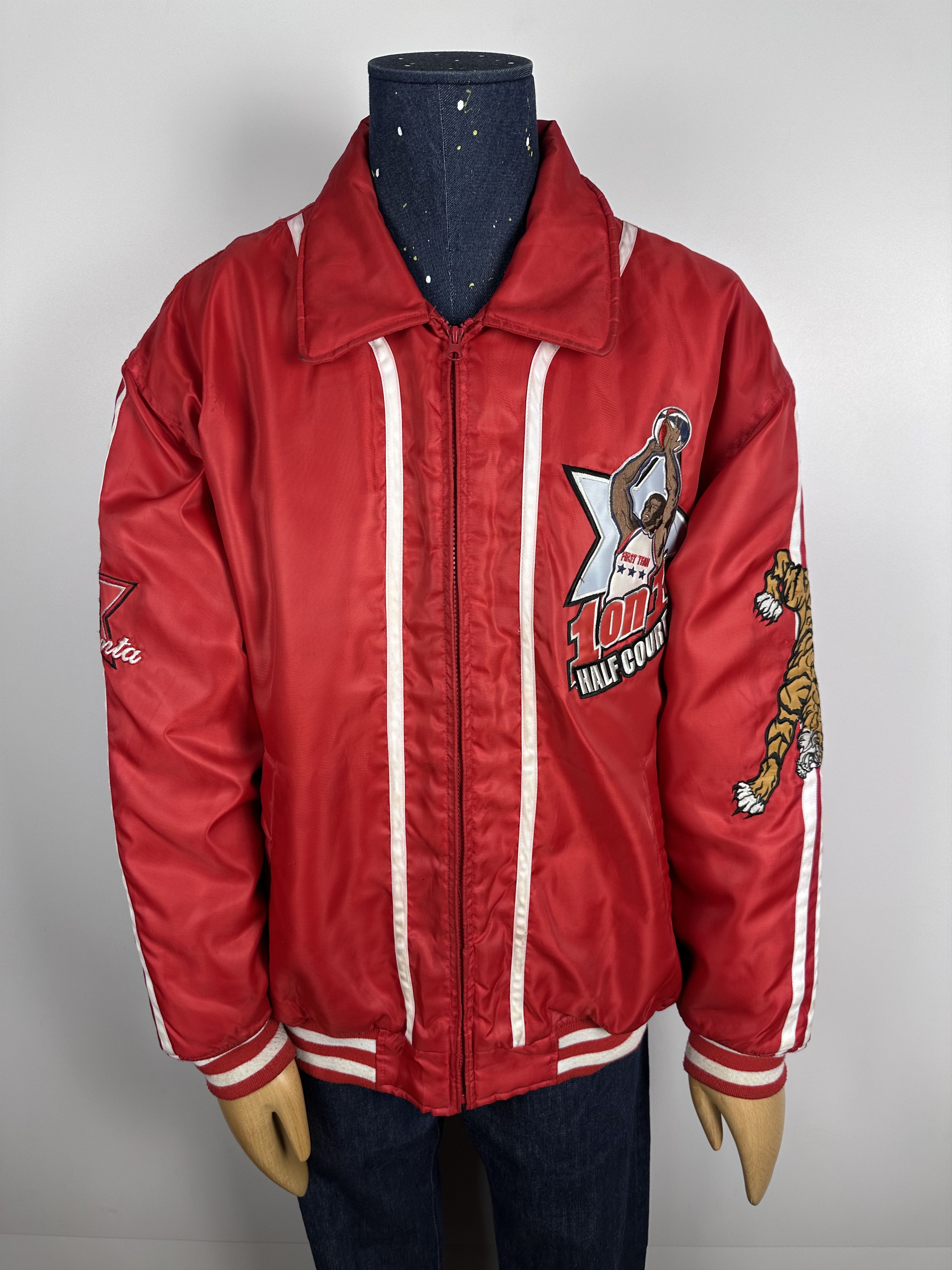 NBA × Vintage Vintage Raw Blue 1on1 Basketball Bomber Jacket NBA Red Mens Size US XL / EU 56 / 4 - 2 Thumbnail