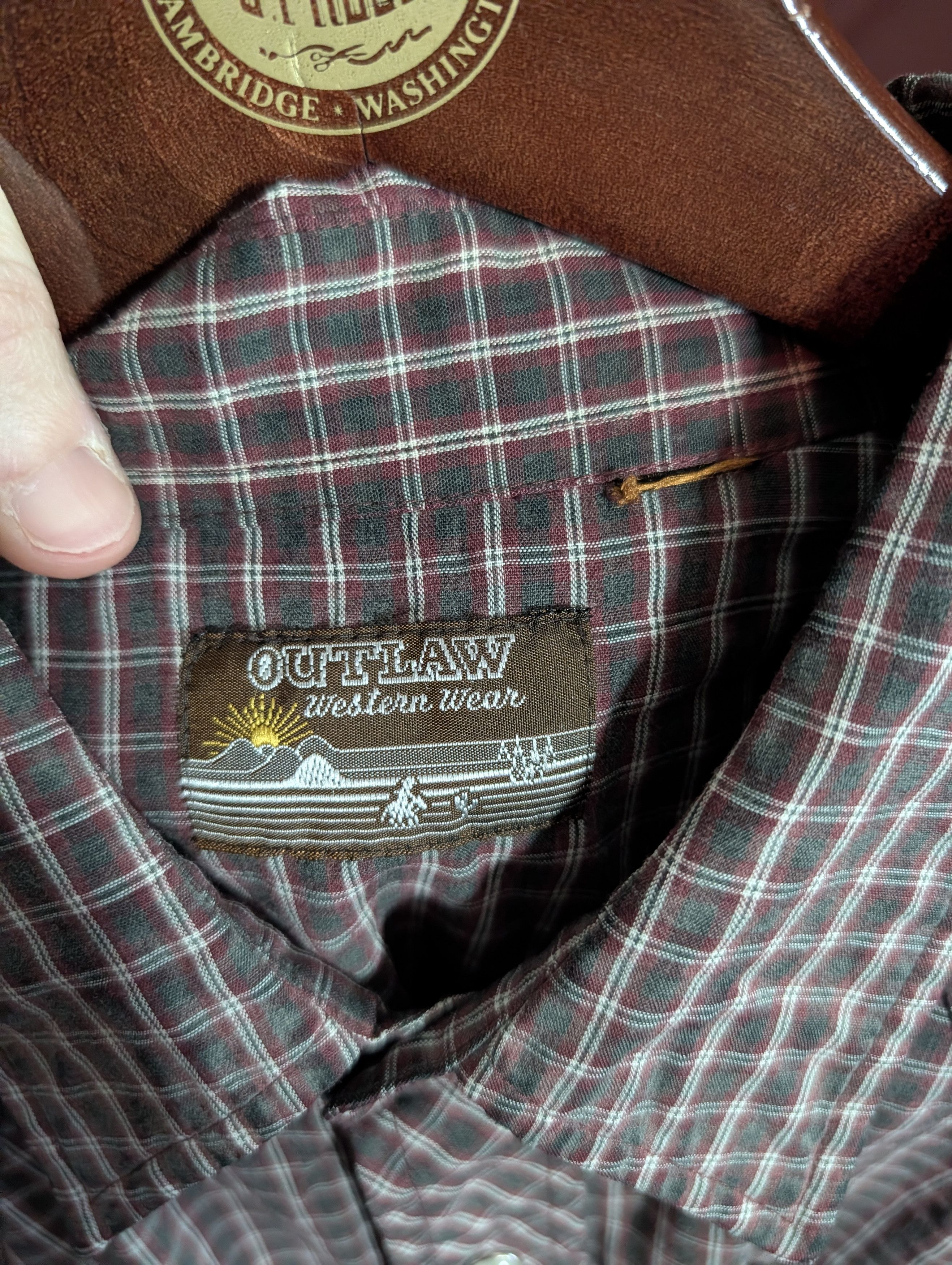 Vintage OUTLAW WESTERN WEAR vtg snap button S/S red shirt Size US XXL / EU 58 / 5 - 9 Thumbnail
