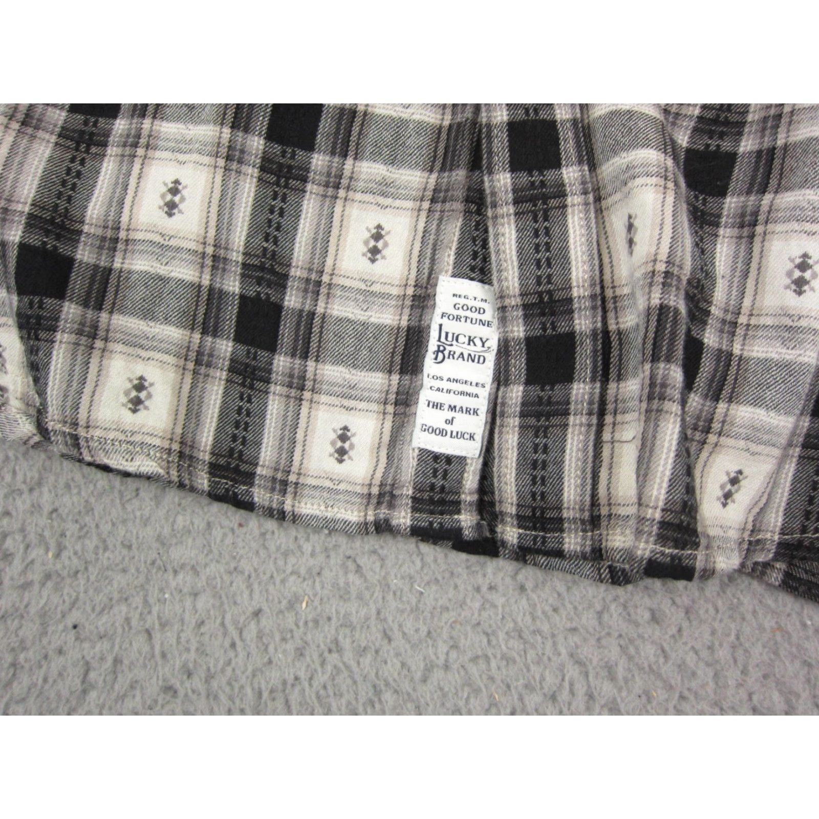 Lucky Brand Lucky Brand Shirt Mens Large Plaid Button-Up Collared Snap Pocket Classic Fit Black Size US L / EU 52-54 / 3 - 4 Thumbnail
