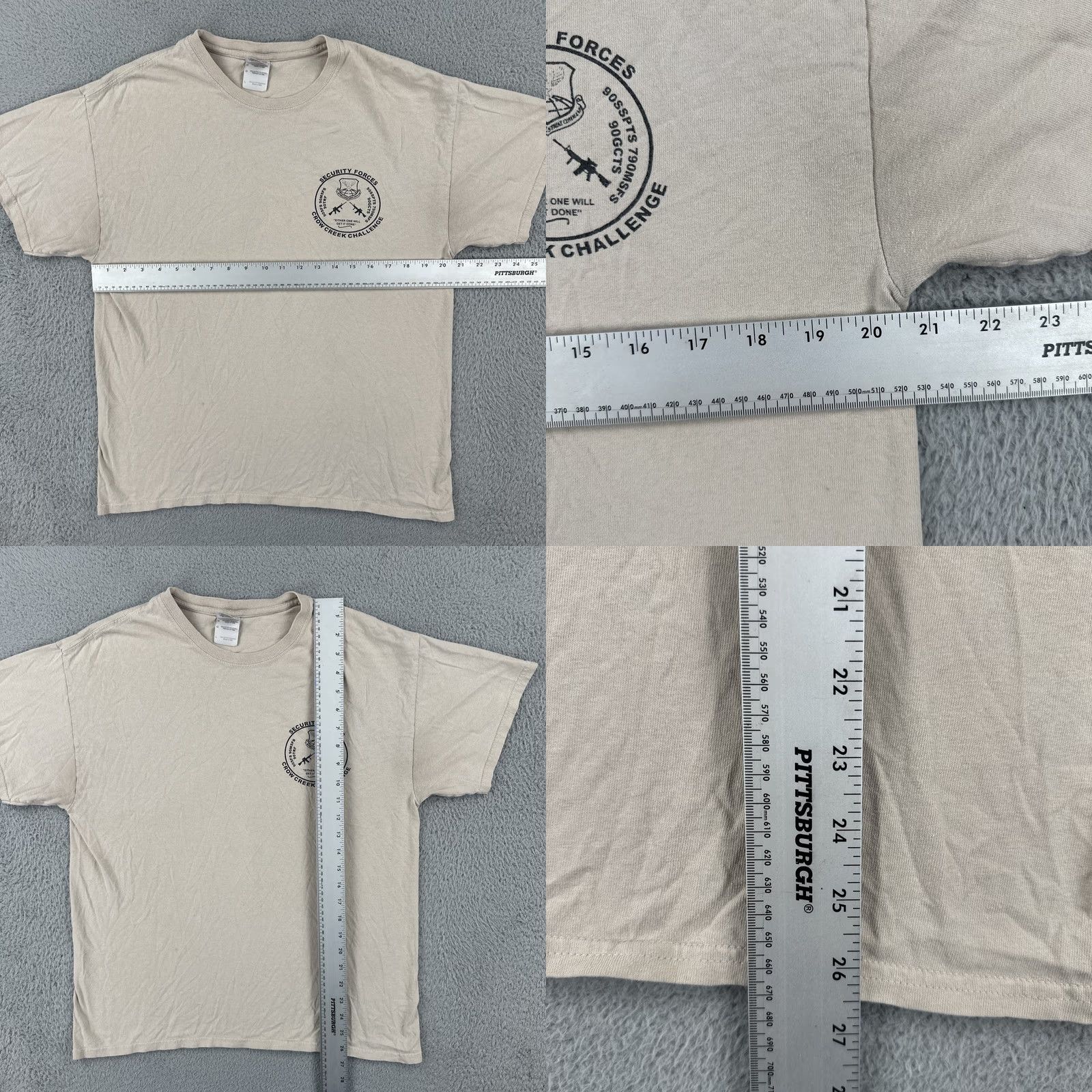 Gildan VINTAGE GILDAN T-Shirt Beige Short Sleeve Crew Neck Mens L Classic USA Military Crow Creek Challenge Cadre Size US L / EU 52-54 / 3 - 8 Thumbnail