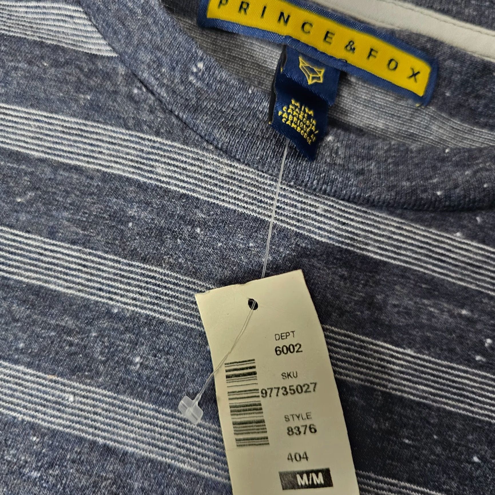 Prince VINTAGE Prince & Fox Shirt Blue Stripe Long Sleeve Crew Neck Cotton Pocket Men Medium Adults Blue Stripe All Seasons 90s? Size US M / EU 48-50 / 2 - 3 Thumbnail
