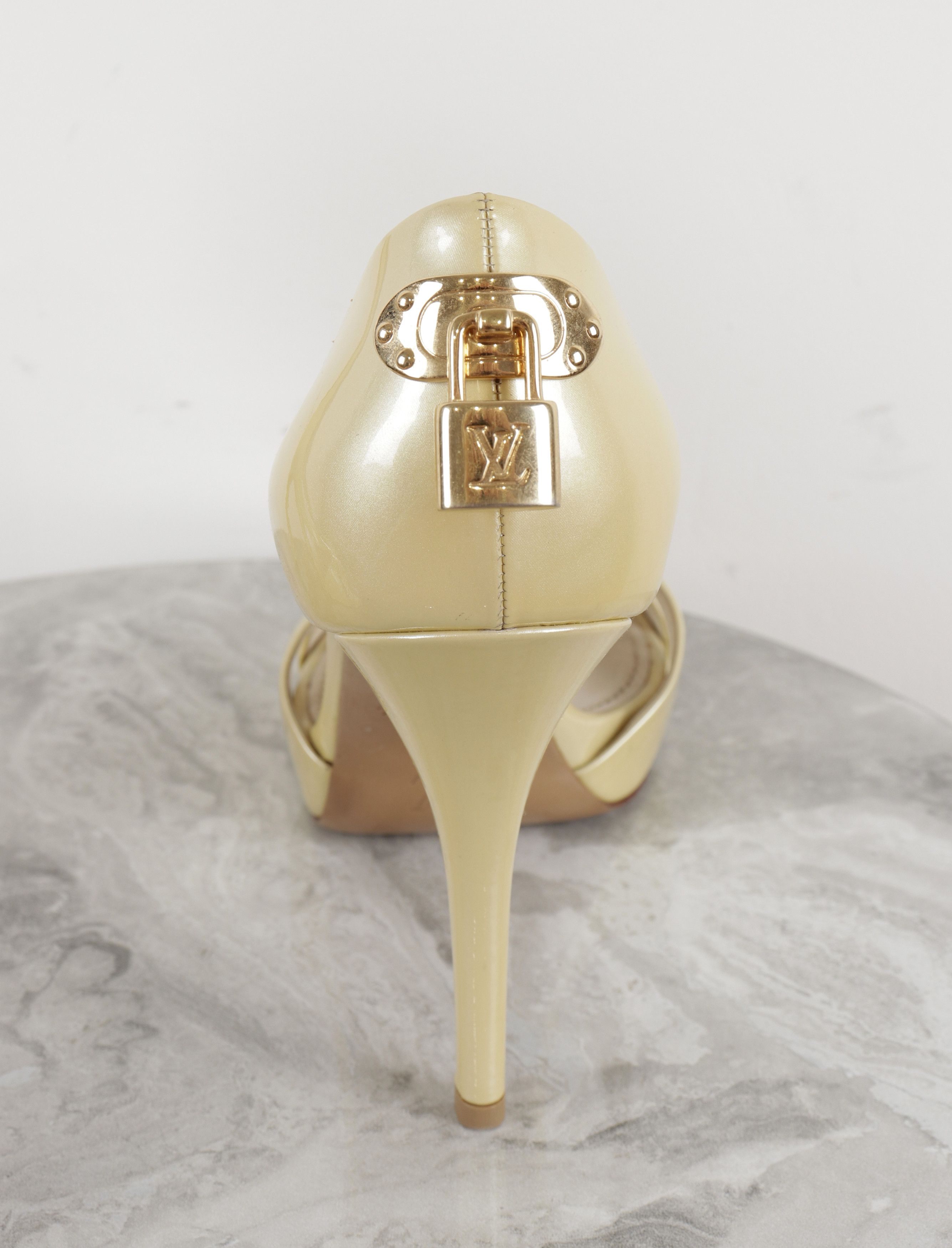 Louis Vuitton Louis Vuitton Leather Yellow High Heel Open Toe Shoes Size US 7.5 / IT 37.5 - 4 Thumbnail
