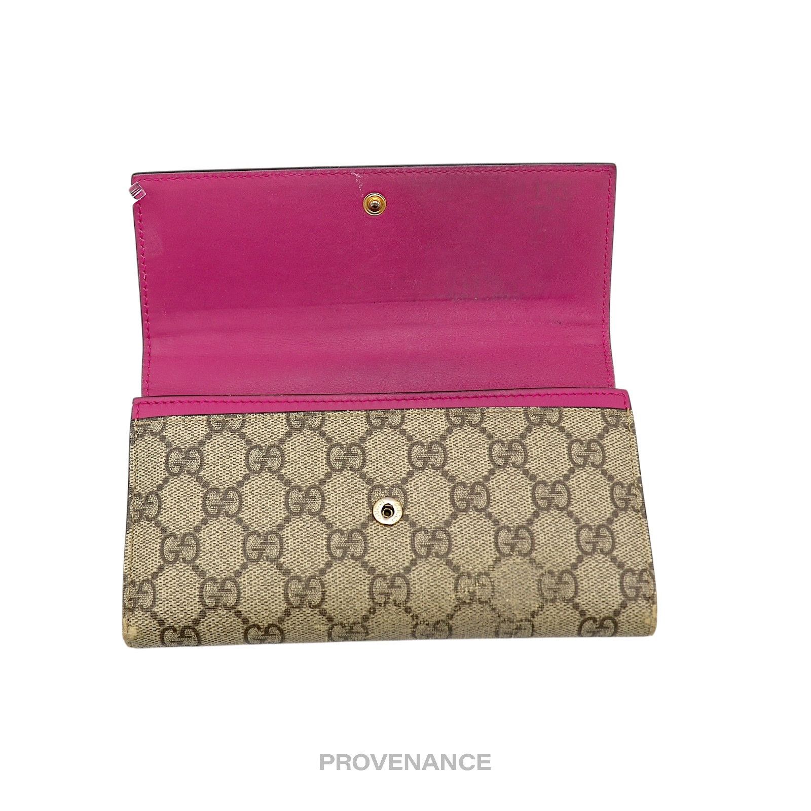 Gucci 🔴 Gucci Snap Long Wallet - GG Supreme Red Pink Size ONE SIZE - 6 Thumbnail