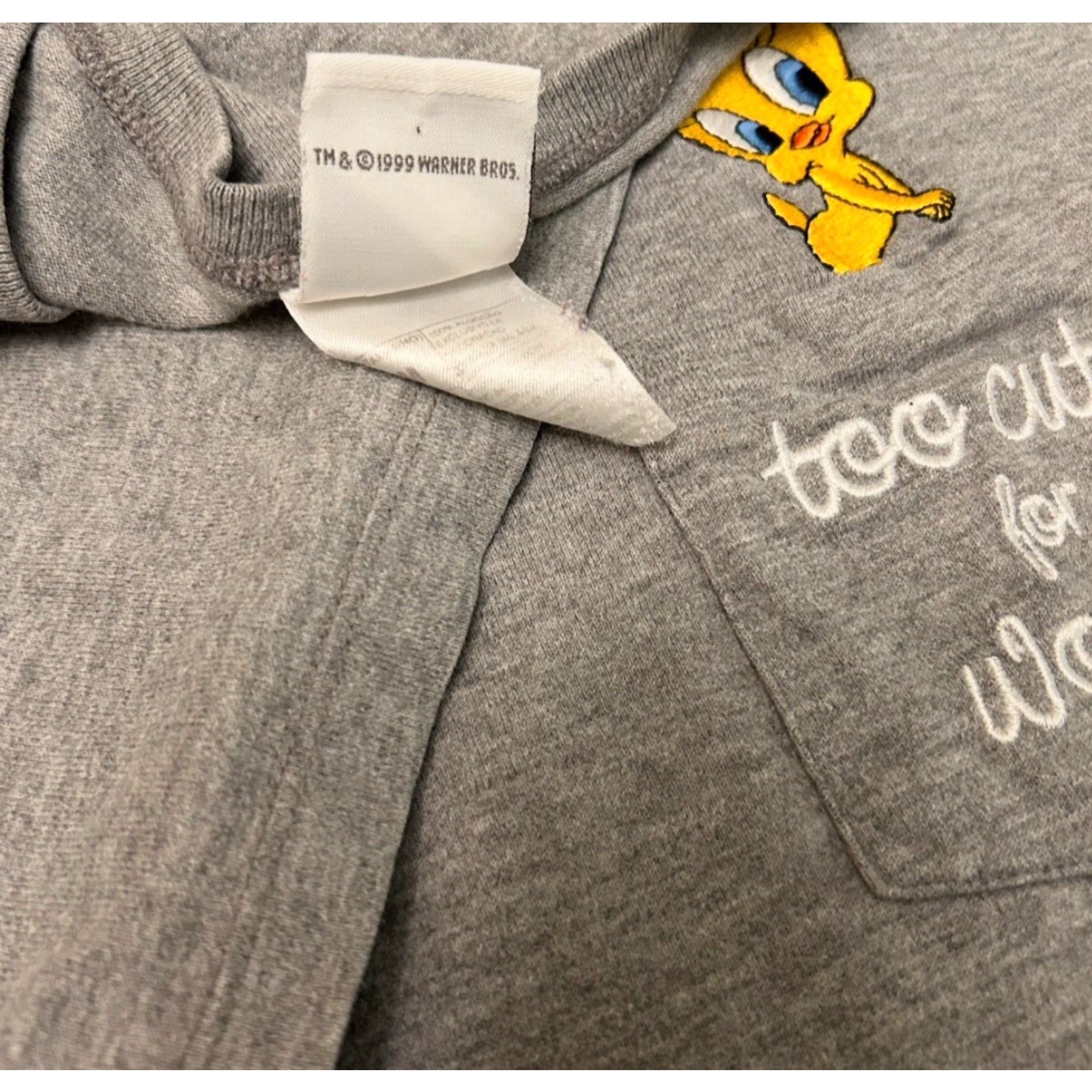 Vintage VINTAGE Looney Tunes Tweety Bird Cartoon Pocket Tee Womens M Shirt gray 90s VTG Cartoon Pocket Tee Womens M Size M / US 6-8 / IT 42-44 - 3 Thumbnail