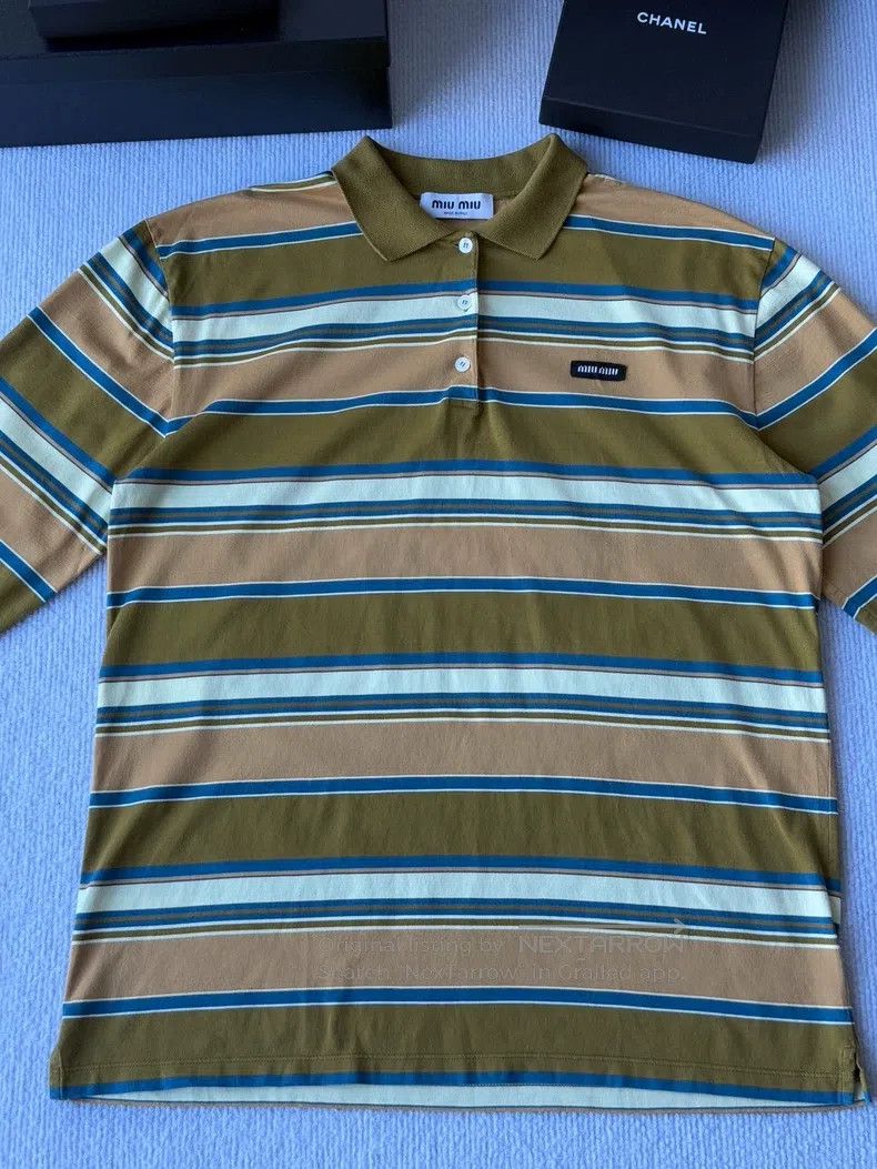 Miu Miu Miu Miu Size XS Striped PoLo shirt Size XS / US 0-2 / IT 36-38 - 3 Thumbnail
