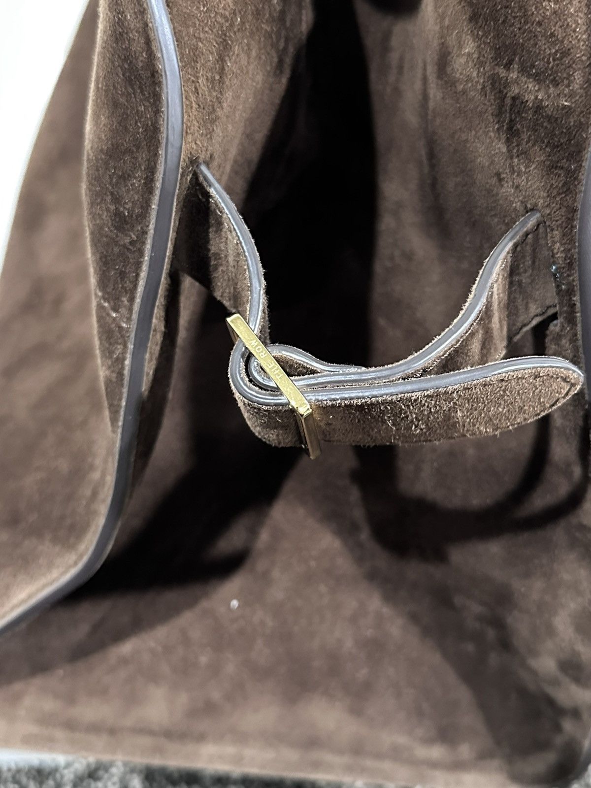 The Row The Row Soft Margaux 15 Brown Suede Leather Top Handle Bag Size ONE SIZE - 4 Thumbnail
