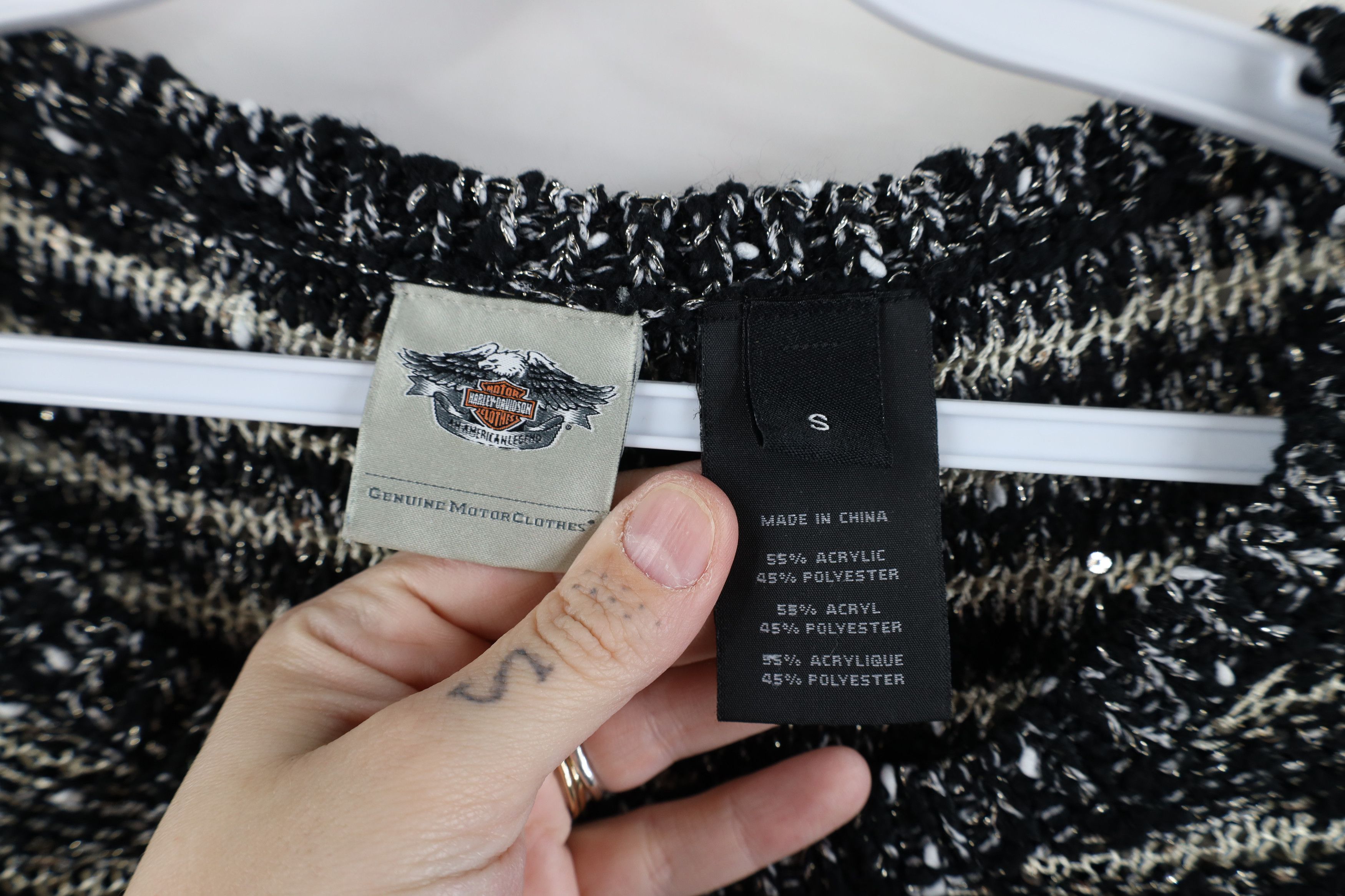 Harley Davidson × Vintage Vintage Harley Davidson Sequin Striped Knit Metallic Sweater Size S / US 4 / IT 40 - 5 Thumbnail