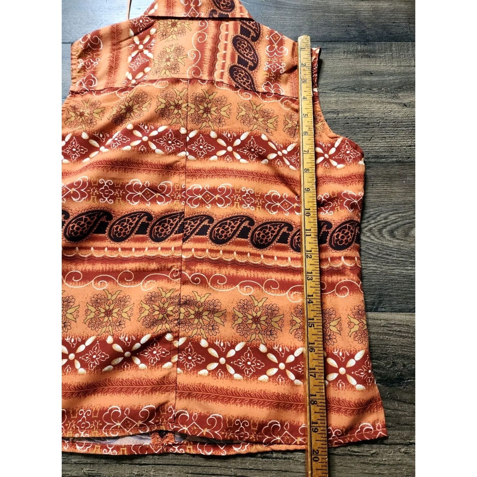 Vintage VINTAGE Simply Me Lace Up Top Shirt Womens S Brown Paisley Geometric Boho Festival Night 90s Fashion Womens Royalty Size S / US 4 / IT 40 - 2 Thumbnail