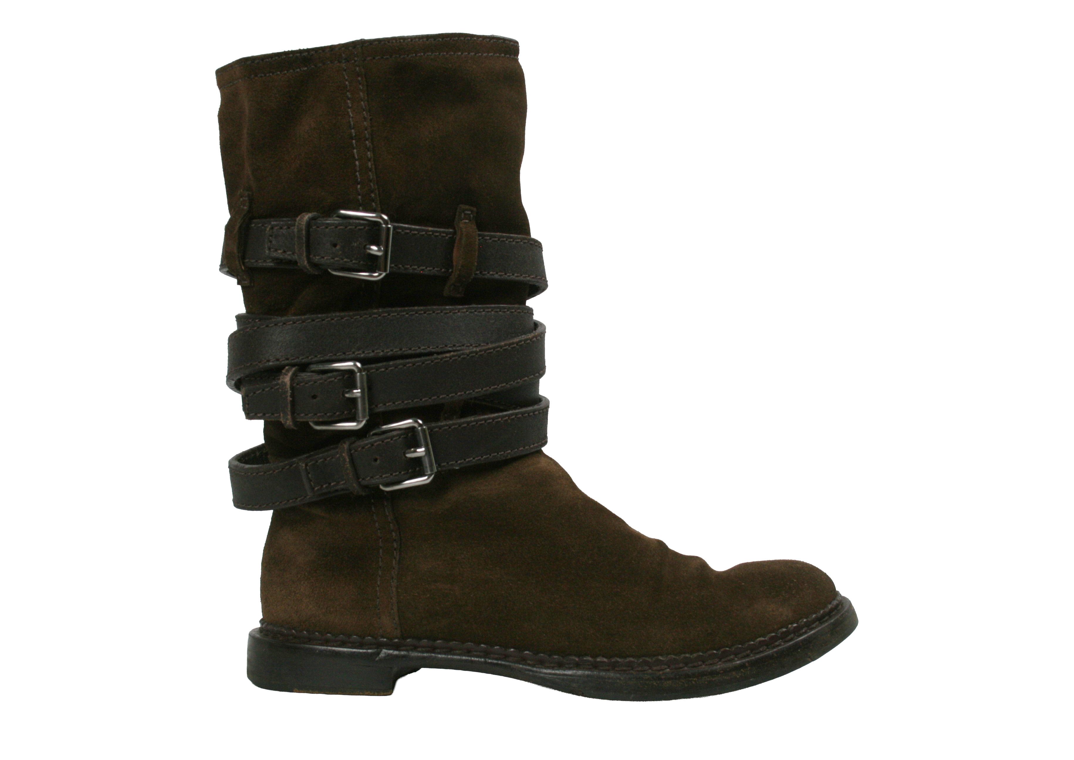 Miu Miu Biker Buckled Harness Suede Boots Size US 7.5 / IT 37.5 - 2 Thumbnail