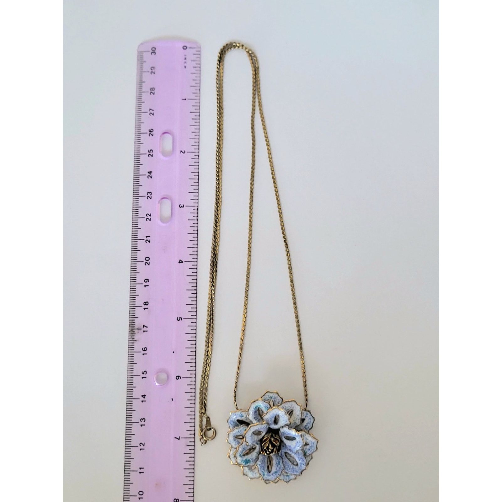 Other Enamel Flower Pendant Gold Blue Vintage Necklace Size ONE SIZE - 9 Thumbnail