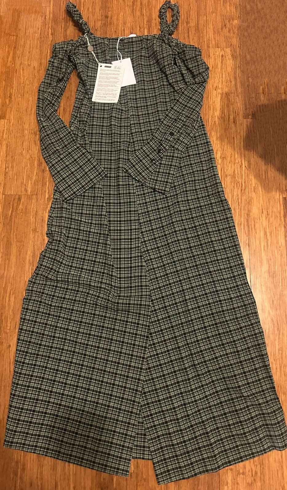 Ganni GANNI Cold-shoulder checked seersucker midi Dress EU32 Size XS / US 0-2 / IT 36-38 - 8 Thumbnail