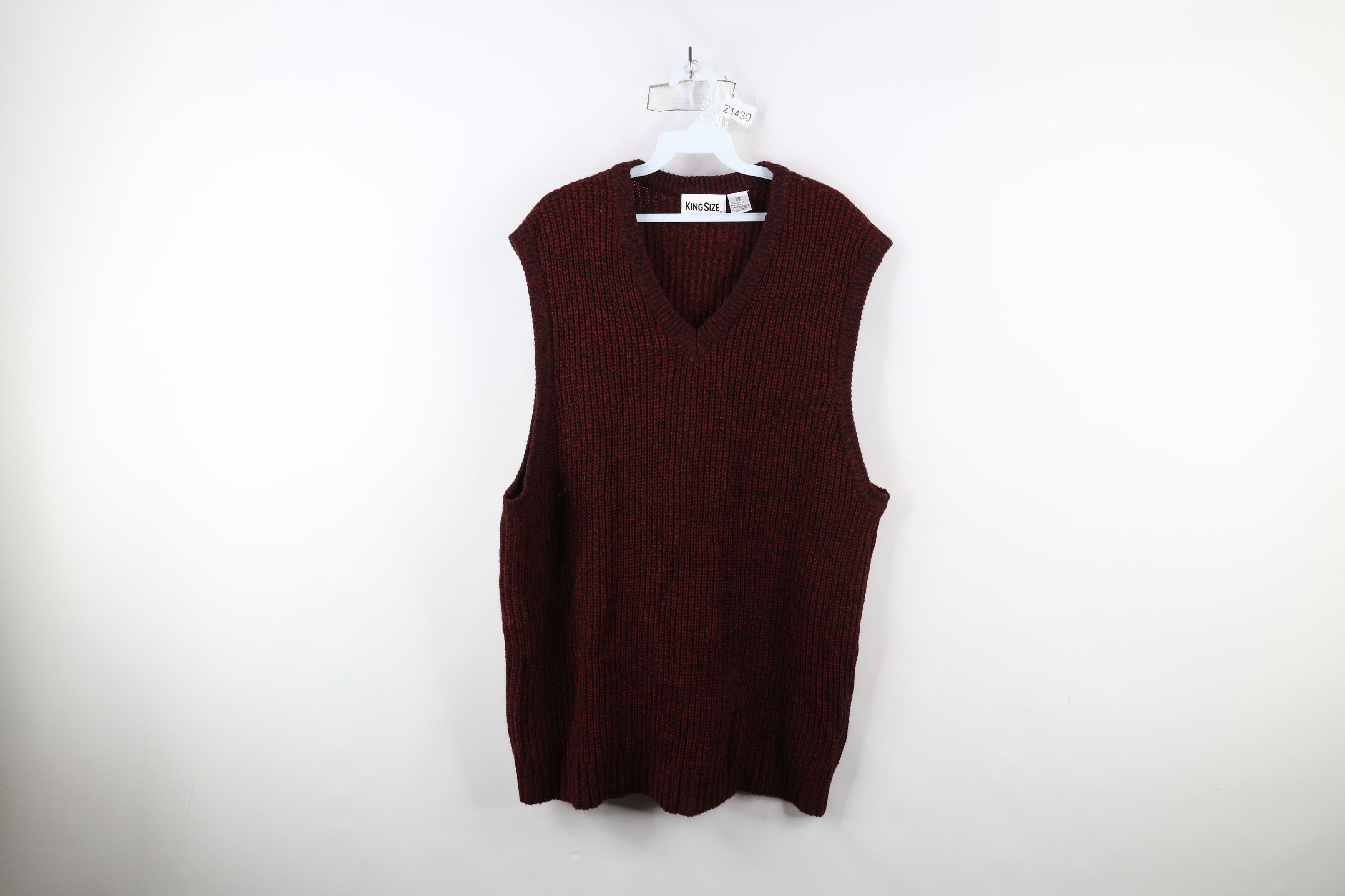 Vintage Vintage 90s Streetwear Ribbed Knit V-Neck Sweater Vest Red Size US XXL / EU 58 / 5 - 1 Thumbnail