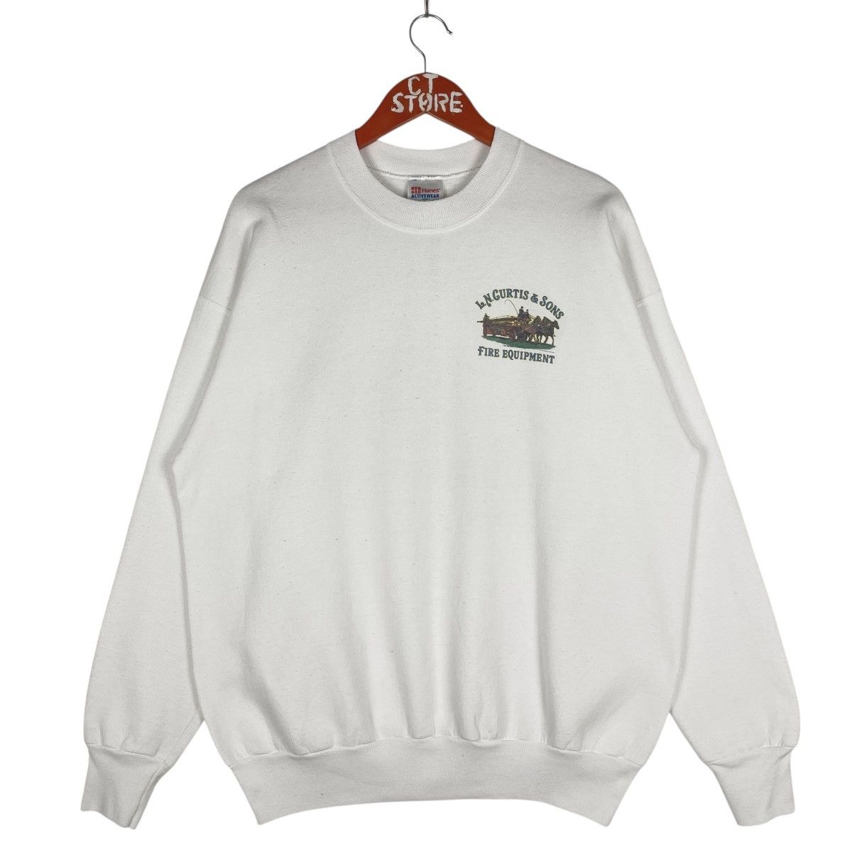 Hanes Vintage 90s L.N. Curtis & Sons Fire Equipment Sweatshirt Size US L / EU 52-54 / 3 - 2 Thumbnail