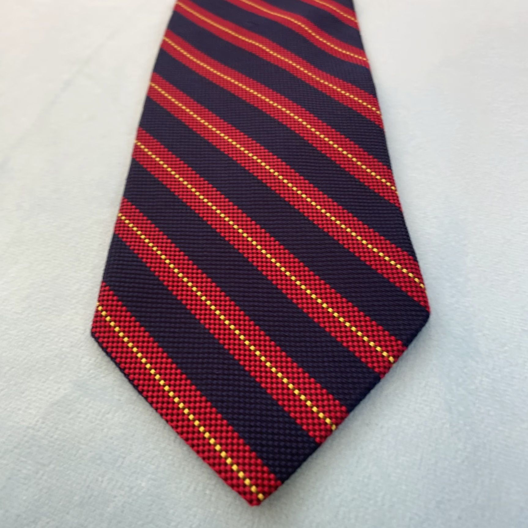 Brooks Brothers VINTAGE Brooks Brothers Makers Repp Tie Silk Made USA Navy Red Gold Stripe 3.5x58 Navy Red Gold Silk Striped Tie Men Size ONE SIZE - 6 Thumbnail