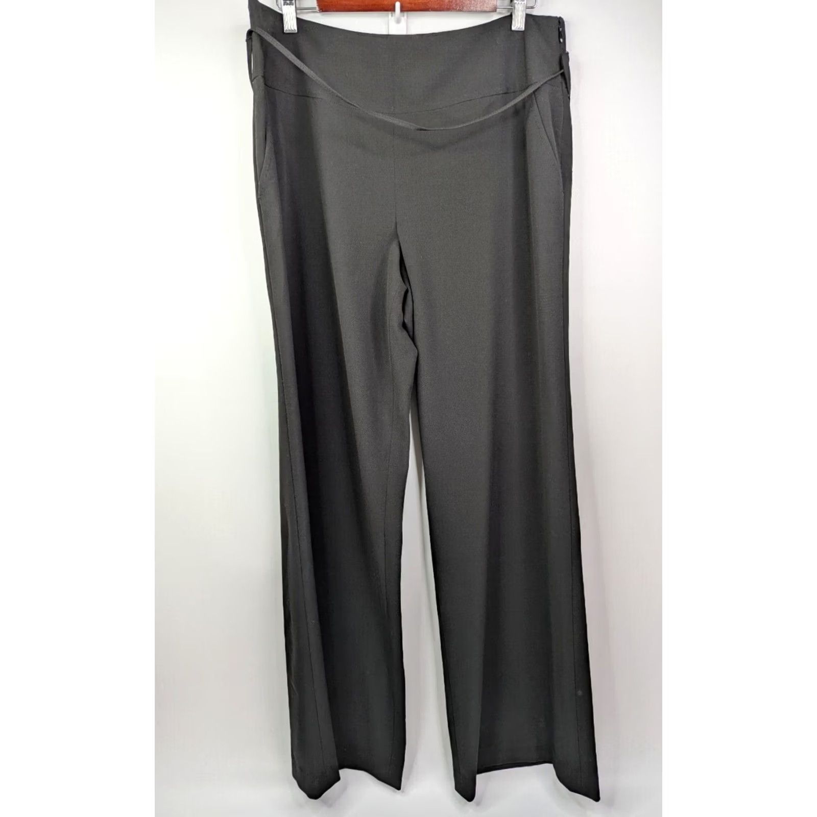 Vintage Tahari Women’s Black Wide-Leg Flat Front Career Work Dress Pants 12 Size 34" / US 12 / IT 48 - 3 Thumbnail