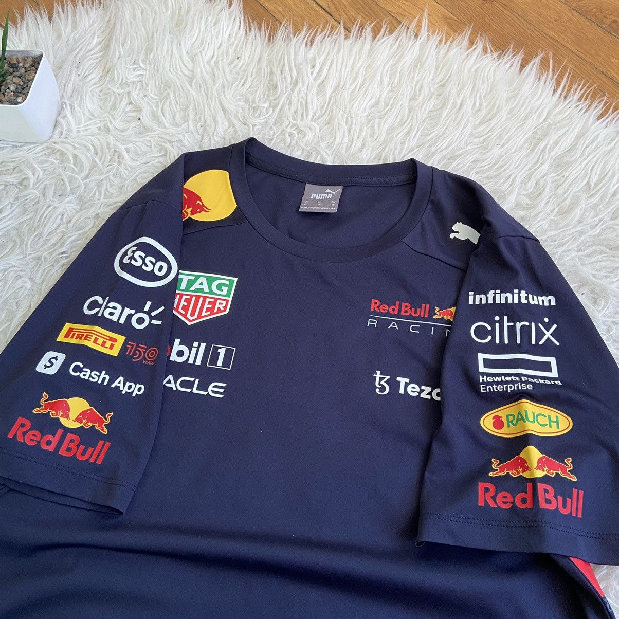 Red Bull 📌 Vintage Red Bull Big Logo Puma Racing Blokecore Jersey Tee Size US M / EU 48-50 / 2 - 6 Thumbnail