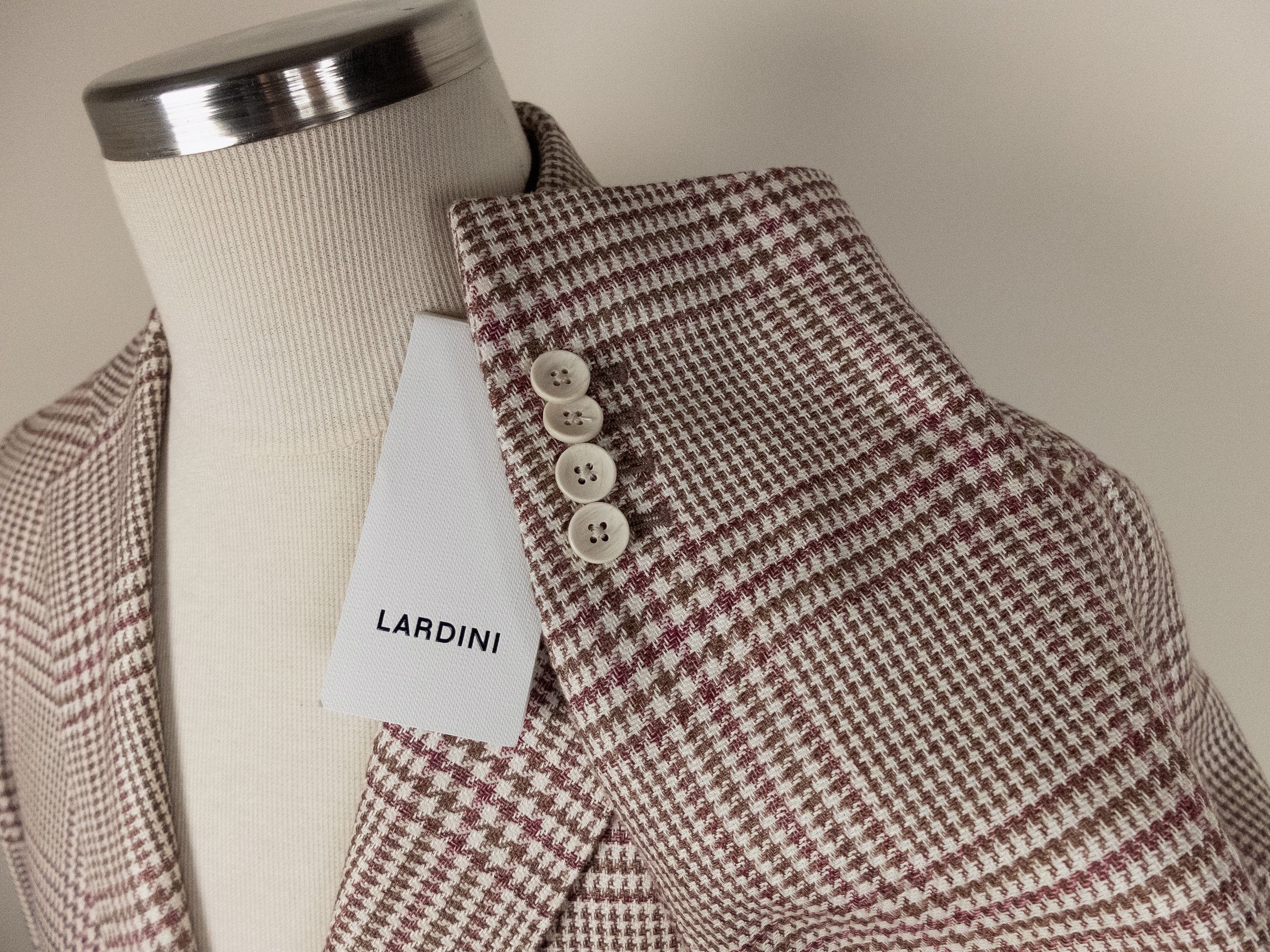 Lardini LARDINI beige glen plaid cotton linen sportcoat 38 48 Size 38R - 3 Thumbnail