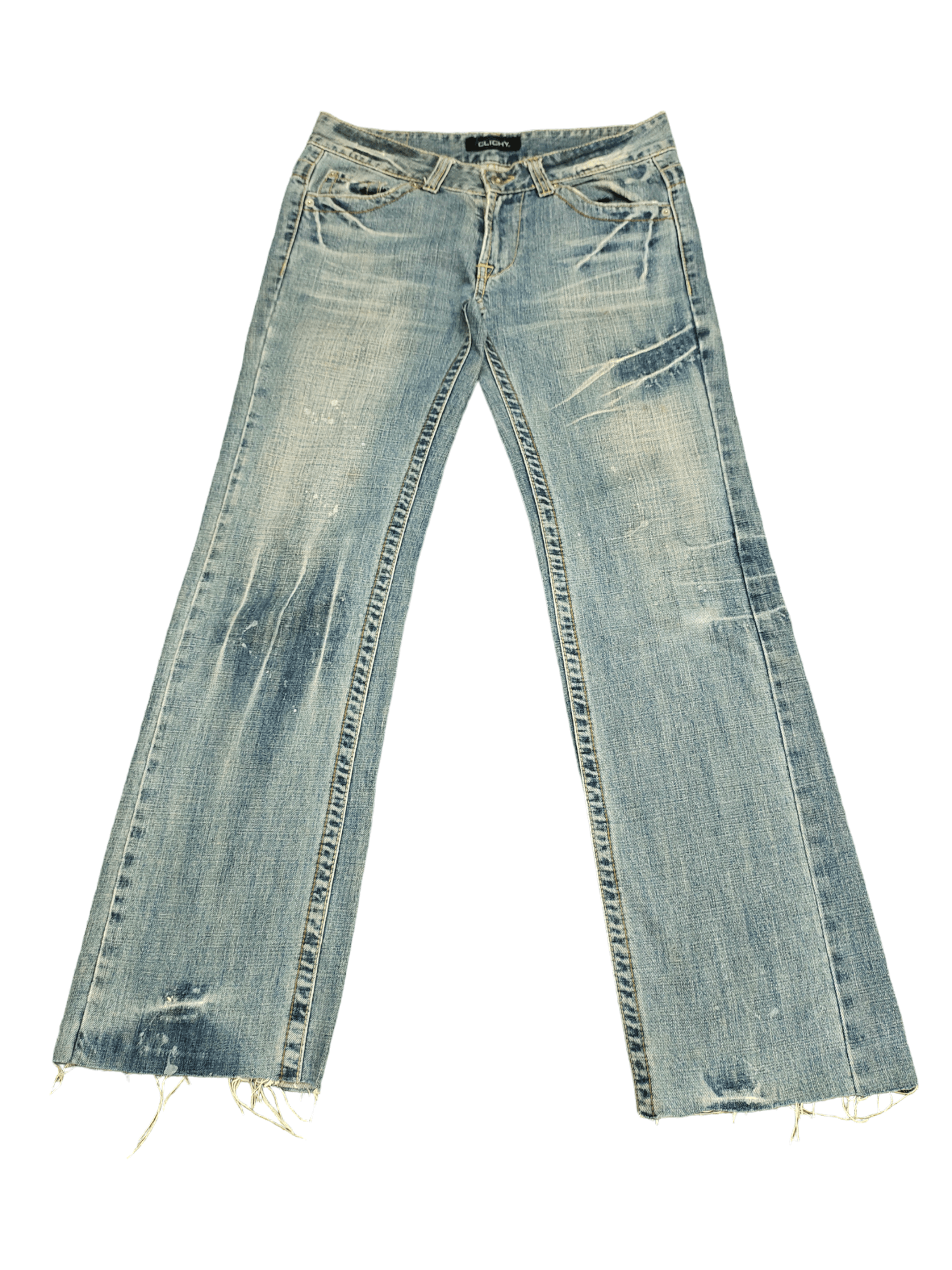 If Six Was Nine Flare Jeans Clichy Release Hem Faded Low Rise Boot Cut Size US 31 - 2 Thumbnail