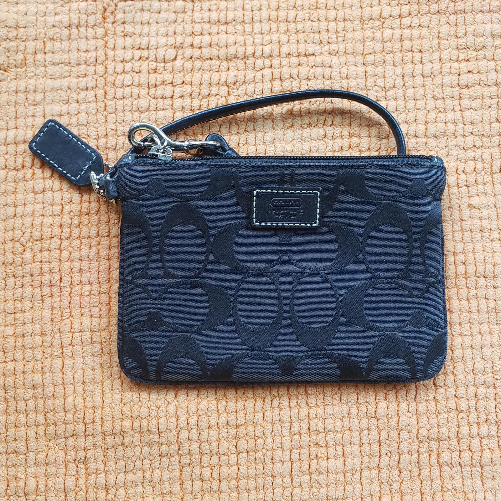 Coach Coach Signature Print Wristlet Pouch - Elegant Black Size ONE SIZE - 1 Thumbnail
