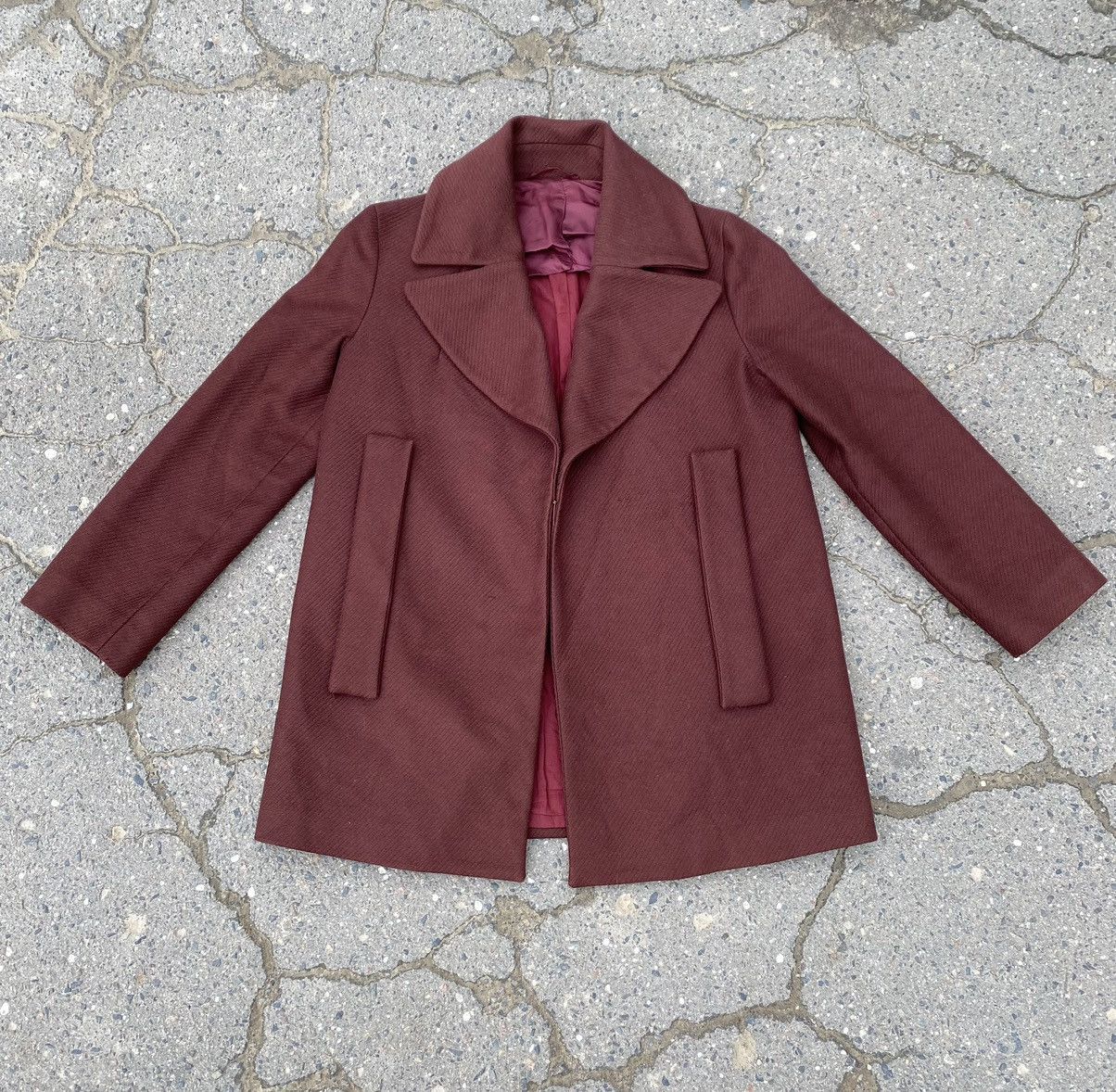 image of Designer Maison Martin Margiela Wool Short Coat Size It 44 in Purple, Women's