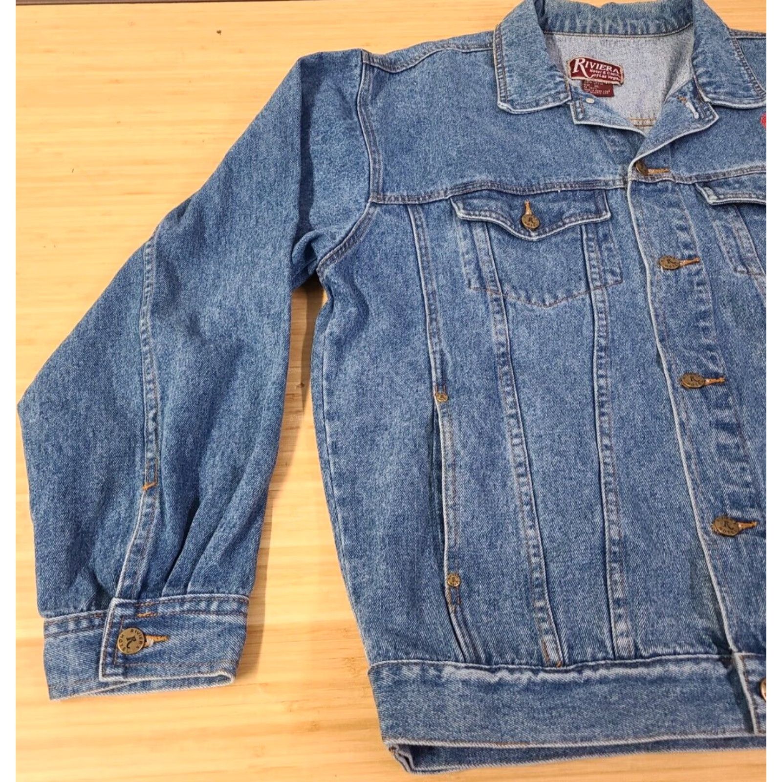 Rivieras VINTAGE Riviera Blues Denim Jacket Las Vegas 90s Nevada Mens XL Blue Jacket Size 40" / US 18 - 4 Thumbnail