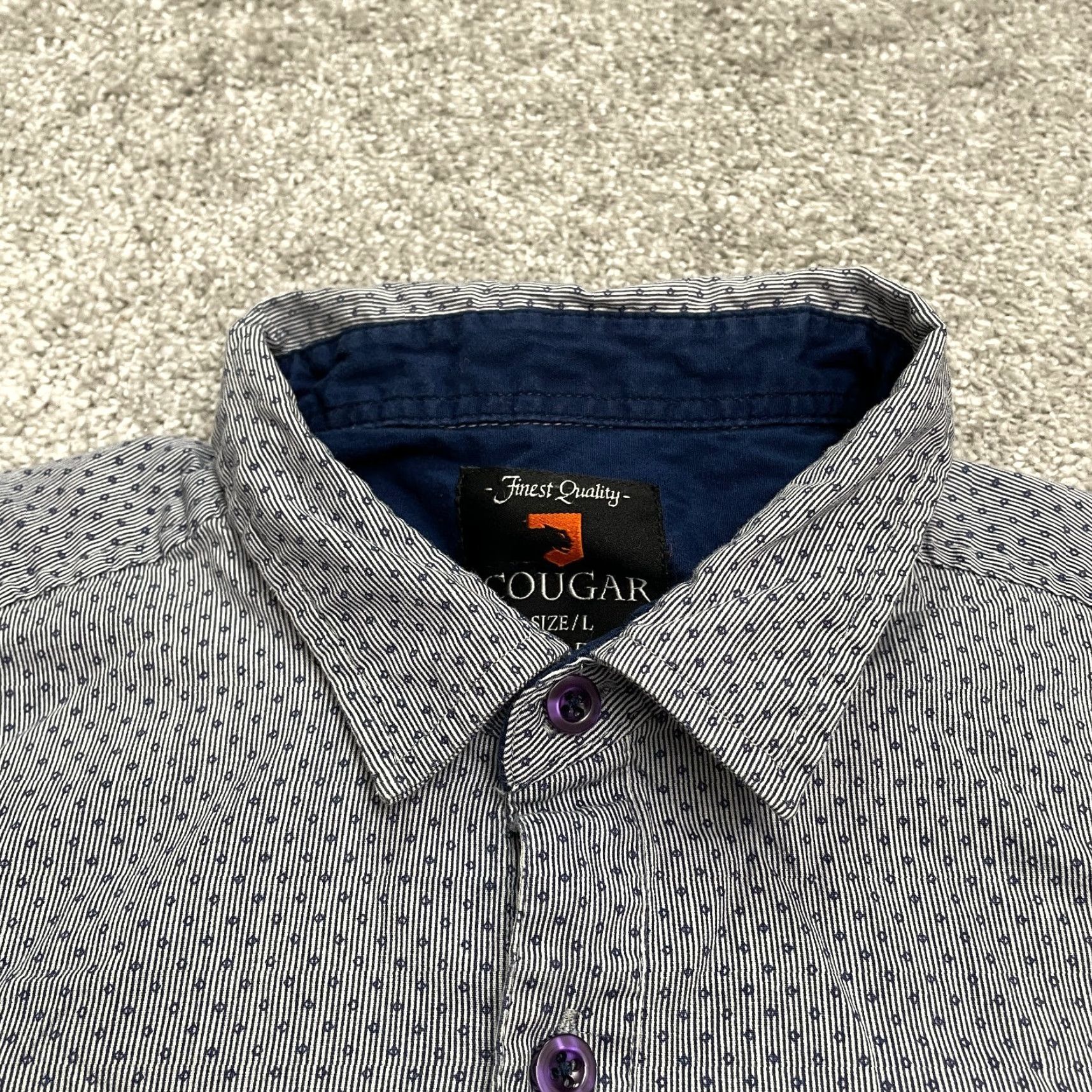 Cougar VINTAGE Cougar Slim Fit Button-Down Shirt Mens Large Blue Pinstripe Cotton Casual Office Size US L / EU 52-54 / 3 - 3 Thumbnail