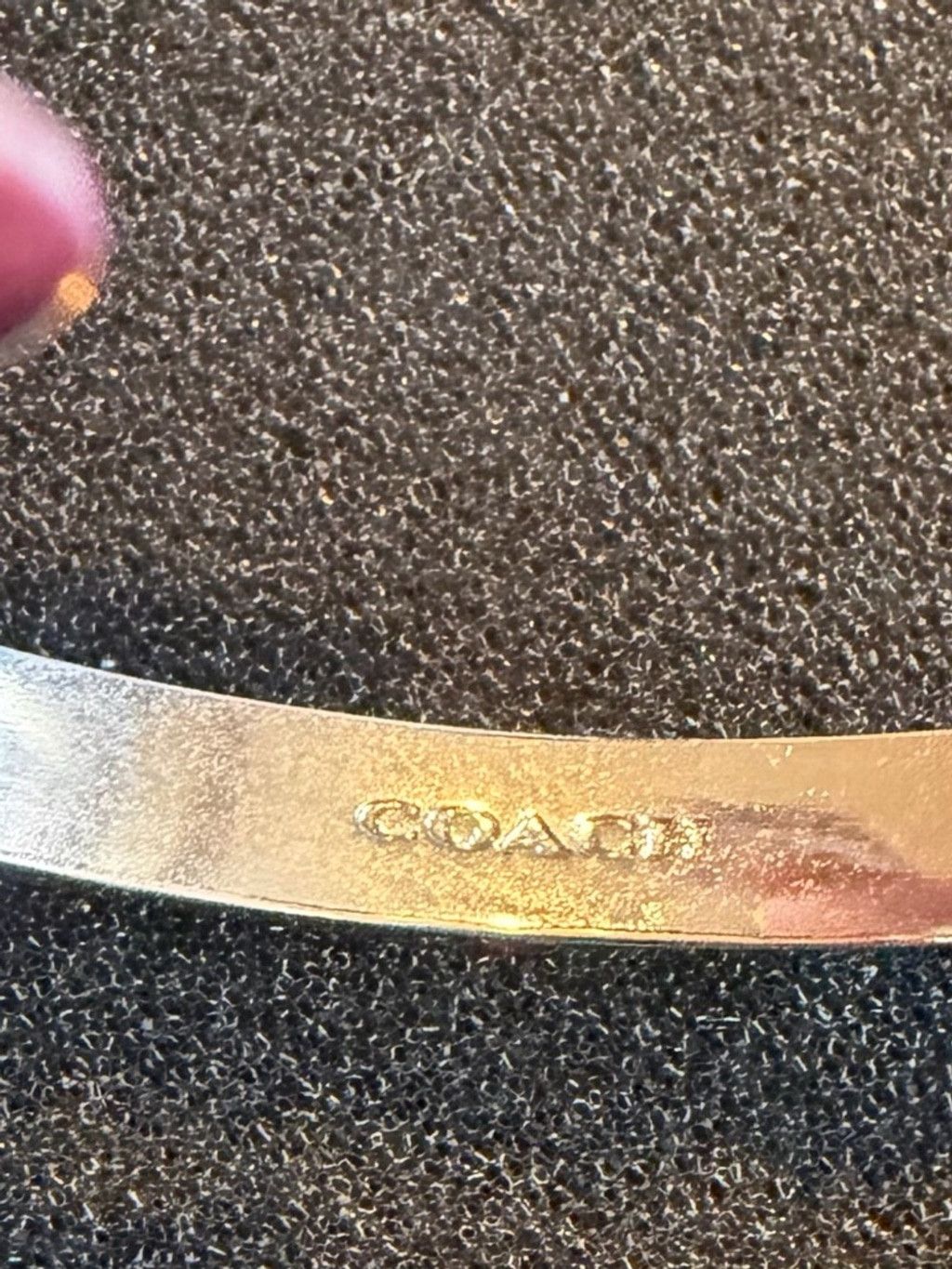 Coach Coach Silver Tone Crystal “C” Hinged Bangle Bracelet Cuff Size ONE SIZE - 7 Thumbnail