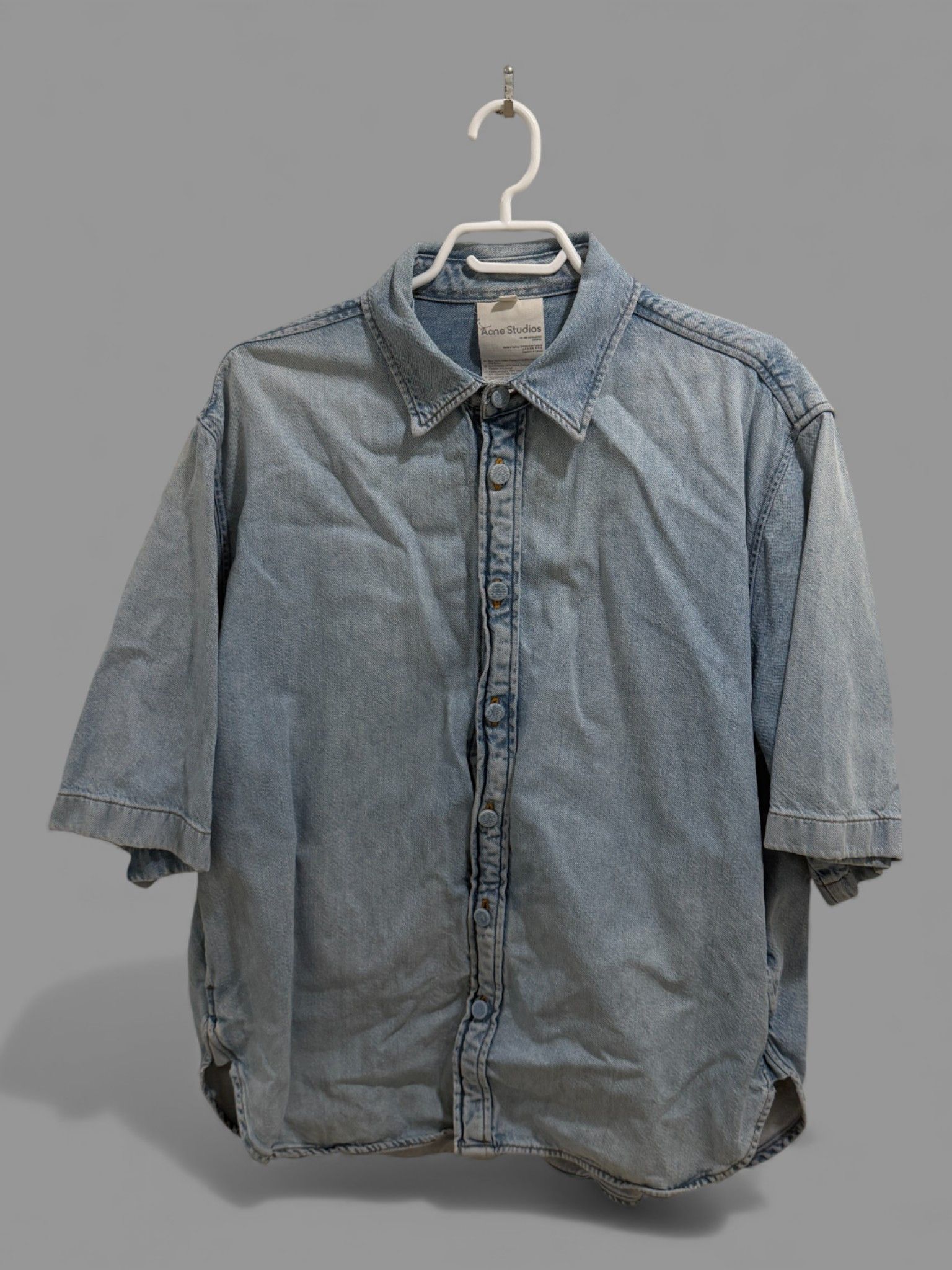 Acne Studios Acne Studios Washed Single - Breasted Short - Sleeve Shirt Size US M / EU 48-50 / 2 - 1 Thumbnail