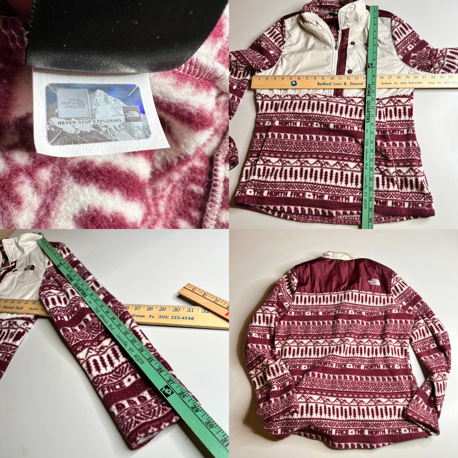 The North Face The North Face Womens Fleece Pullover Jacket Burgundy White Pattern L Regular Burgundy / White Patterned Fleece Jacket Size L / US 10 / IT 46 - 8 Thumbnail